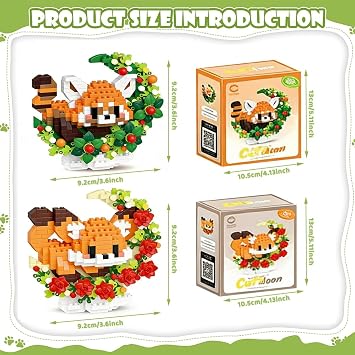 Red Panda Animal Building Blocks, 2 Cute Animals Micro Blocks Set- Gift for Adults and Children, Animal Micro Building Blocks Suit For Children 3+ Years Old