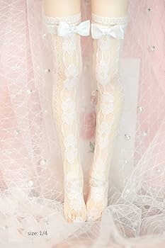 Amazon.co.jp: ドール靴下レースソックス1/3と1/4ニーハイソックス白地