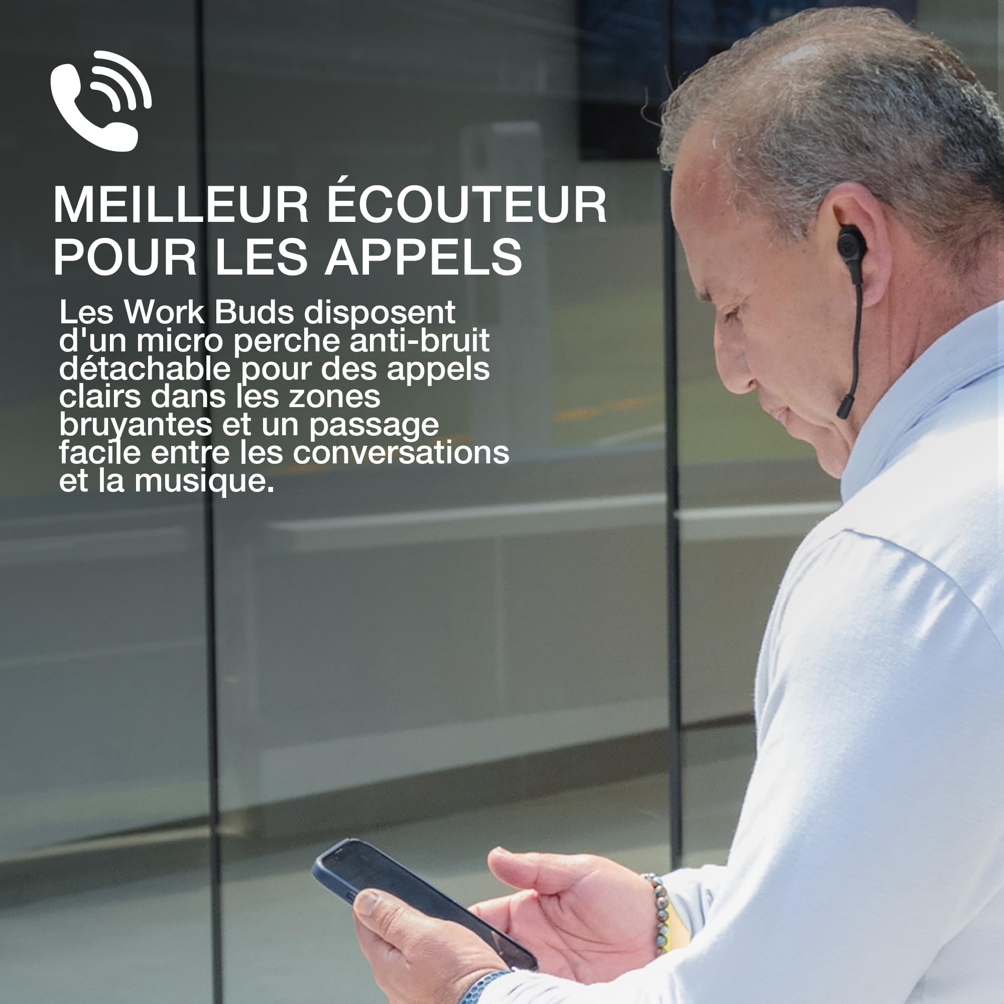 JLAB Work Buds Écouteurs sans Fil Bluetooth avec Microphone Amovible