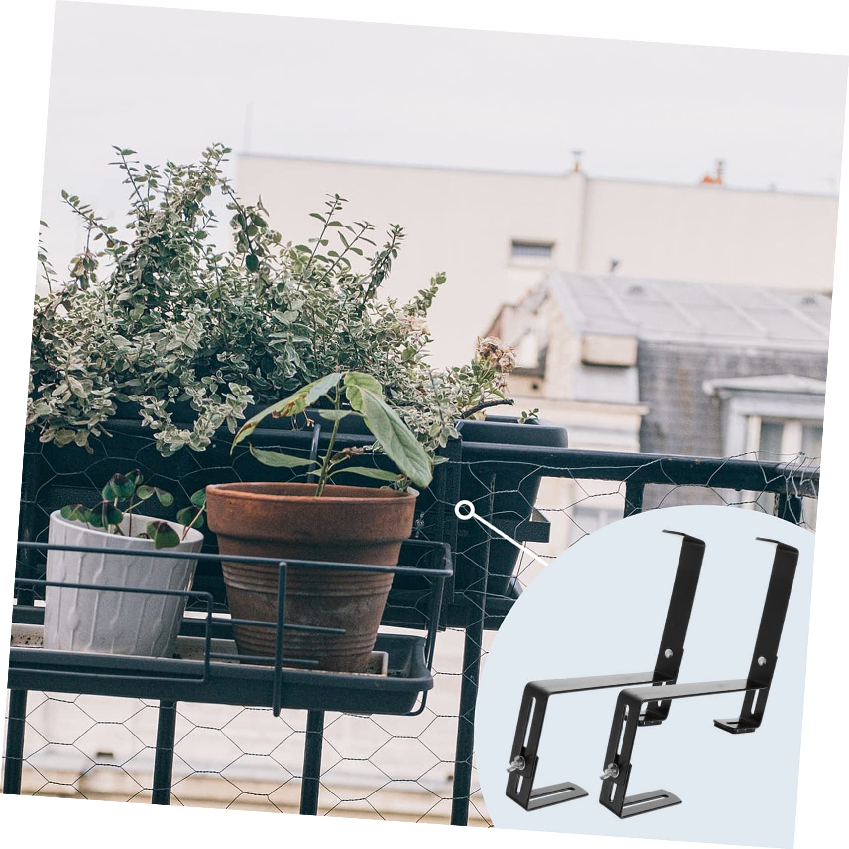 BESTonZON Blumentopfhalter Aus Eisen Balkon Hängeblumentopf Für 5-10,5cm Geländer Pflanzgefäß Aufhänger Für Garten Terrasse Wohnzimmer
