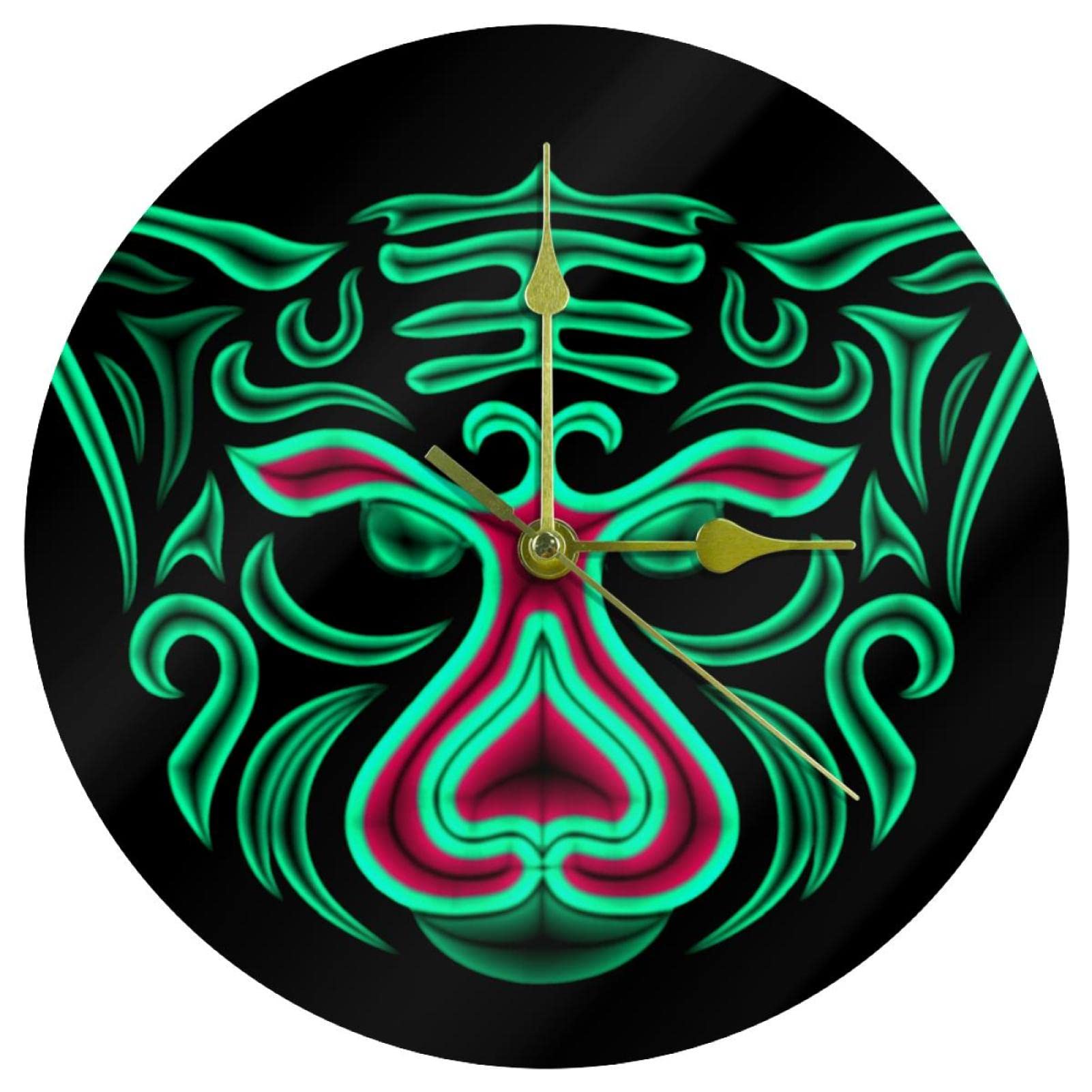 Horloge murale tigre en acrylique ronde de 24 cm silencieuse pour salon moderne