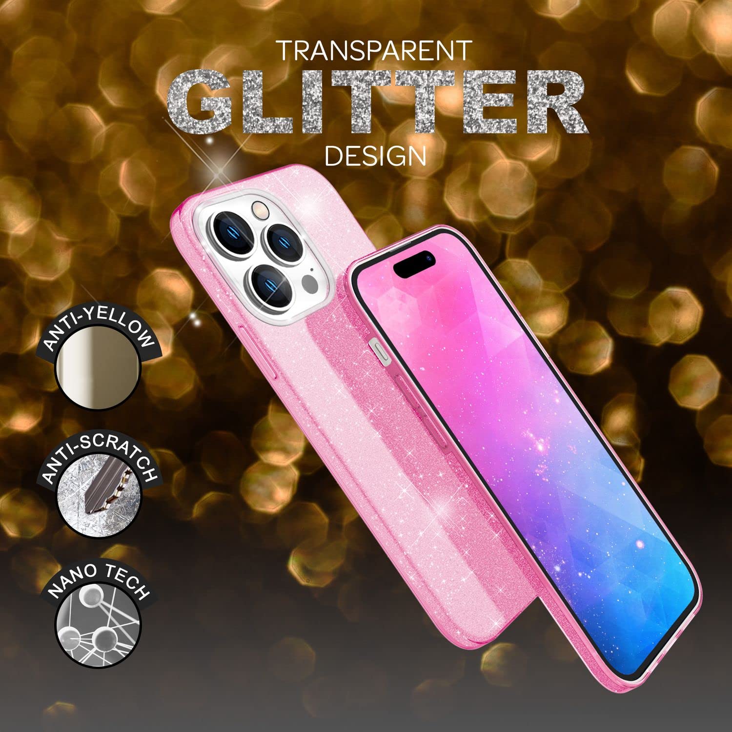 Chiaro Glitter Cover Compatibile Con Iphone 14 Pro Max Custodia
