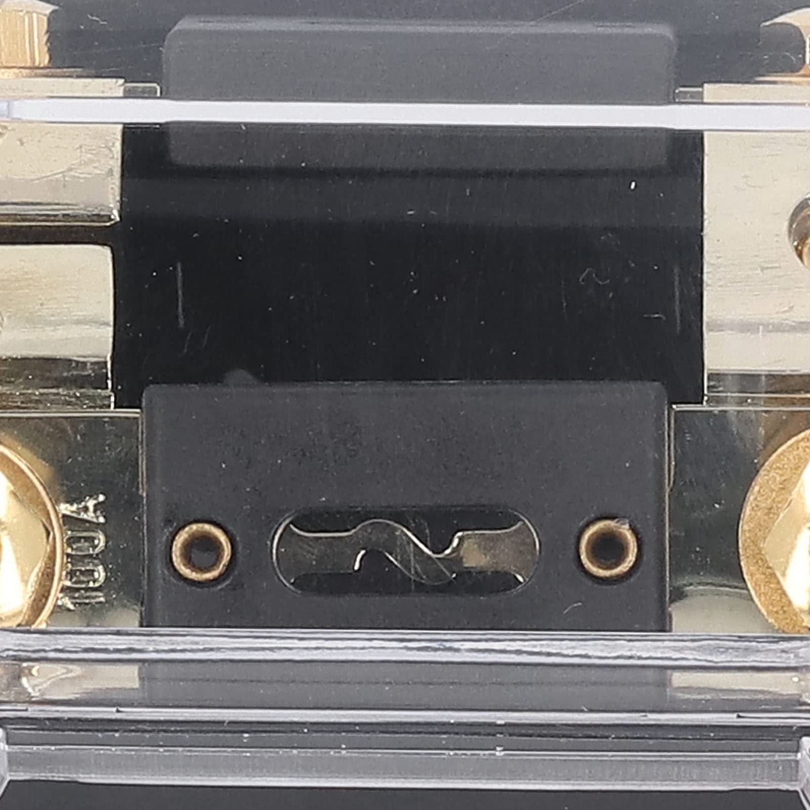 Aramox Blocco di Distribuzione dell'alimentazione con Fusibile In Lega di Zinco Placcato Oro Supporto ANL 0GA In 2 X 4GA Out 100A per Cablaggio Amplificatore Stereo per Auto In Auto Camion Barche