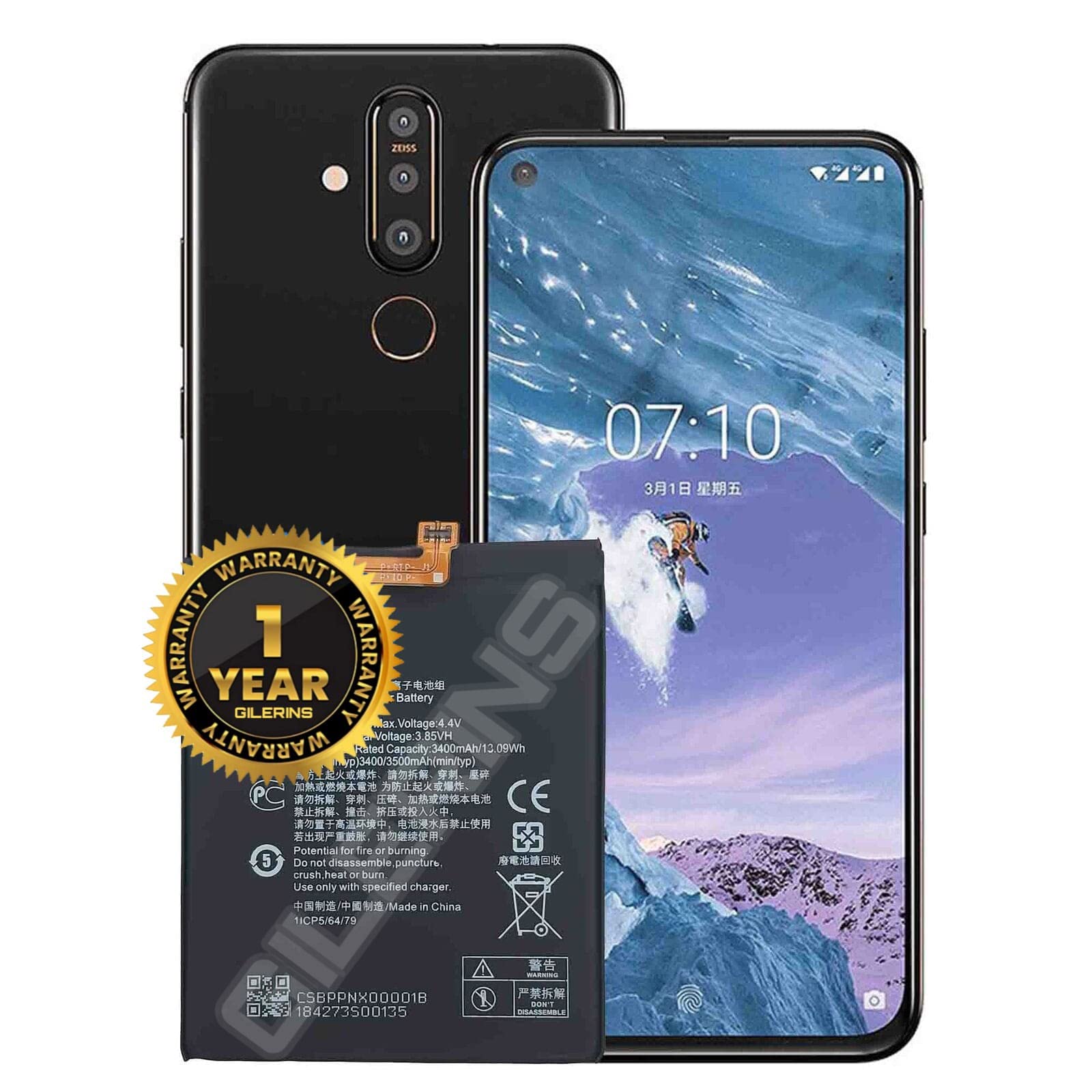 GILERINS™ Original HE376 Battery for Nokia 3.1 Plus TA-1131 TA-1119/8.1 TA-1119 TA-1128 Battery with 1 Year Warranty and high Capacity Battery Backup. (for HE376)