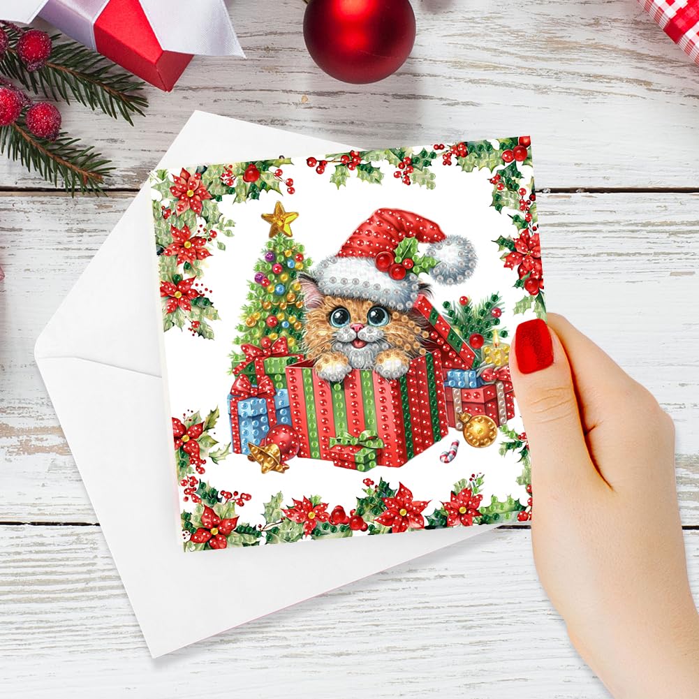 Generish DIY Diamond Painting Grußkarten Set Weihnachten – 6 Karten, 5D Strass, Für Kinder & Erwachsene