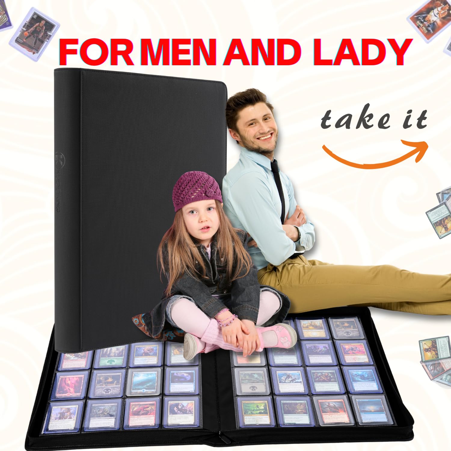 Carpeta de carga superior jumbo, con capacidad para más de 640 cargadores superiores para tarjetas, carpetas de carga superior de 16 bolsillos con fundas para tarjetas rígidas de 3 x 4