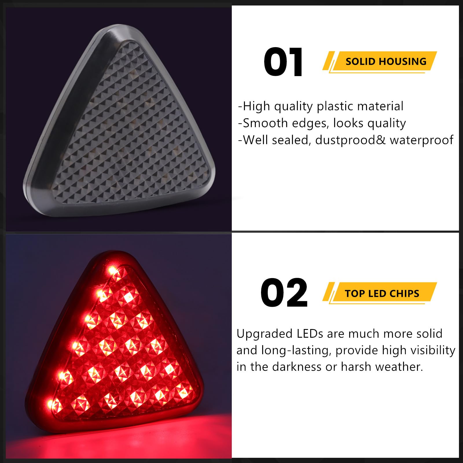 Luci Terzo stop Posteriore Universale Alta Posizione 3rd Luce Freno per Auto, 3 Modalità di illuminazione. (Nero)
