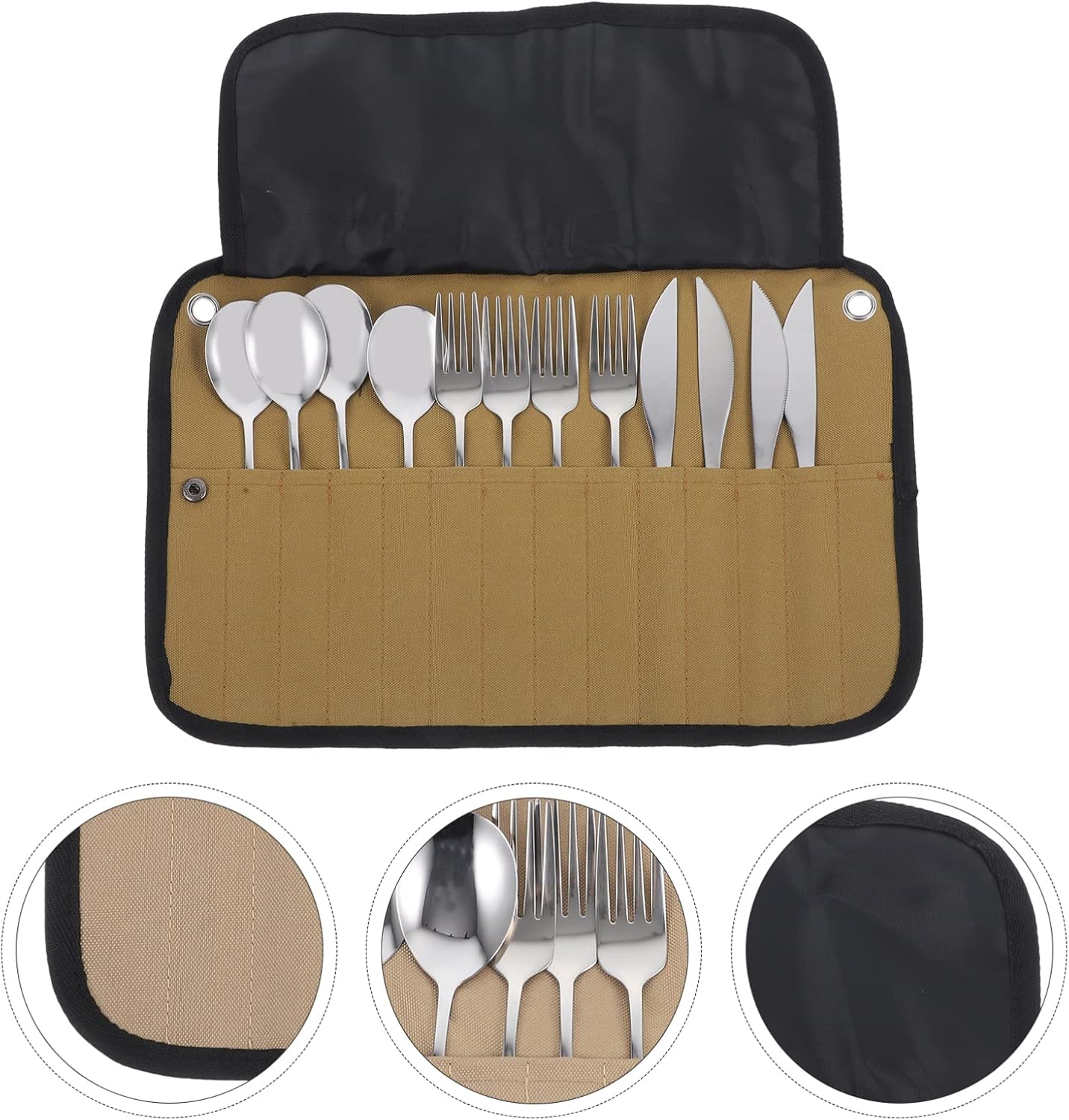 1set Storage Camping Utensils Picnic Tableware Set Cutlery Carrying Bag for Hiking Bbq Accessories