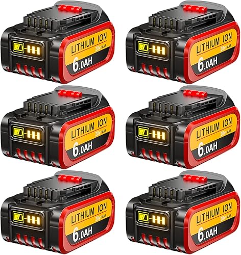 Miniatura 1 de THISSENERGYSYSTEM Paquete de 6 unidades de repuesto de iones de litio DCB200 de 6.0 Ah para batería Dewalt original de 20 V Max DCB200 DCB201 DCB203