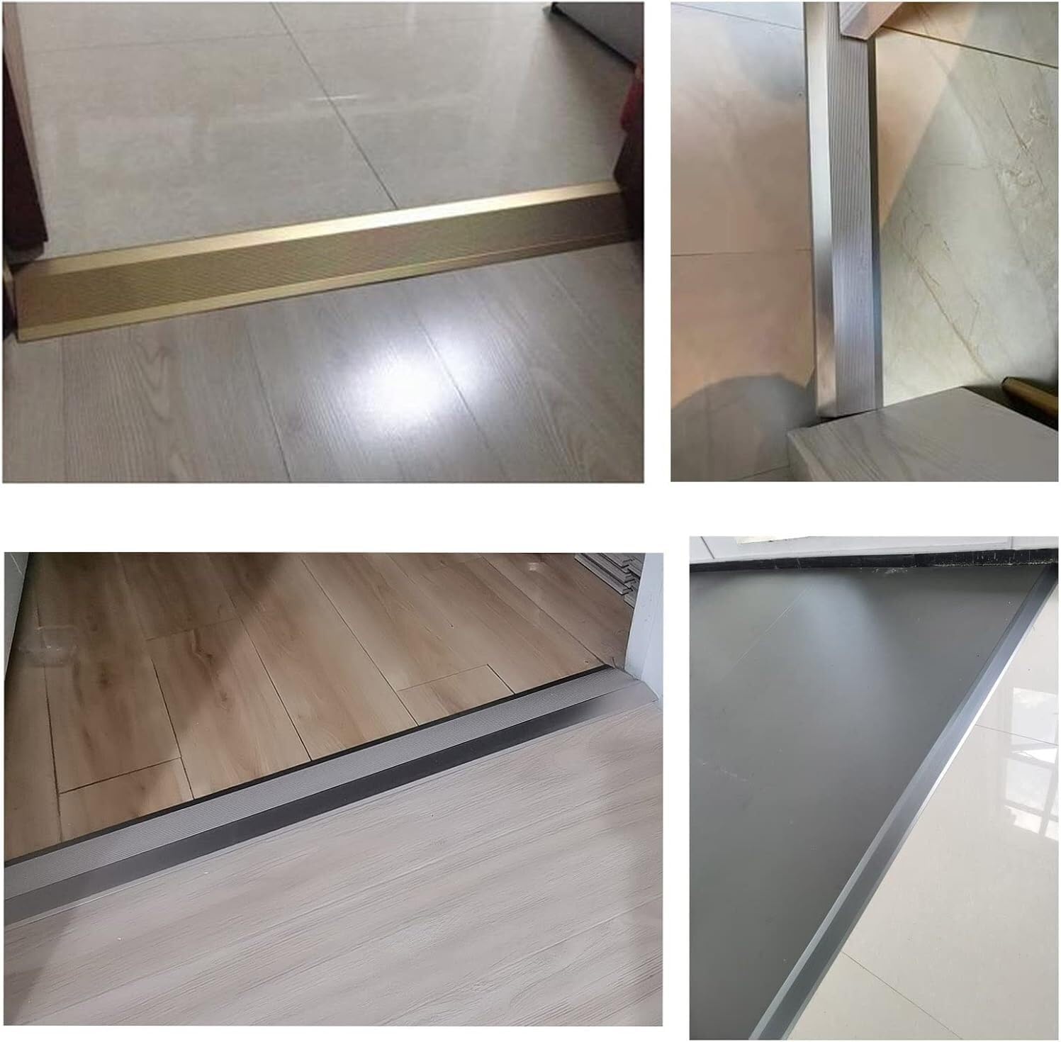 Wood to Tile Floor Transition Strip, Metal Door Thresholds Edge Trim for Wood Vinyl Laminate Floors, Easy to Install(Style5)