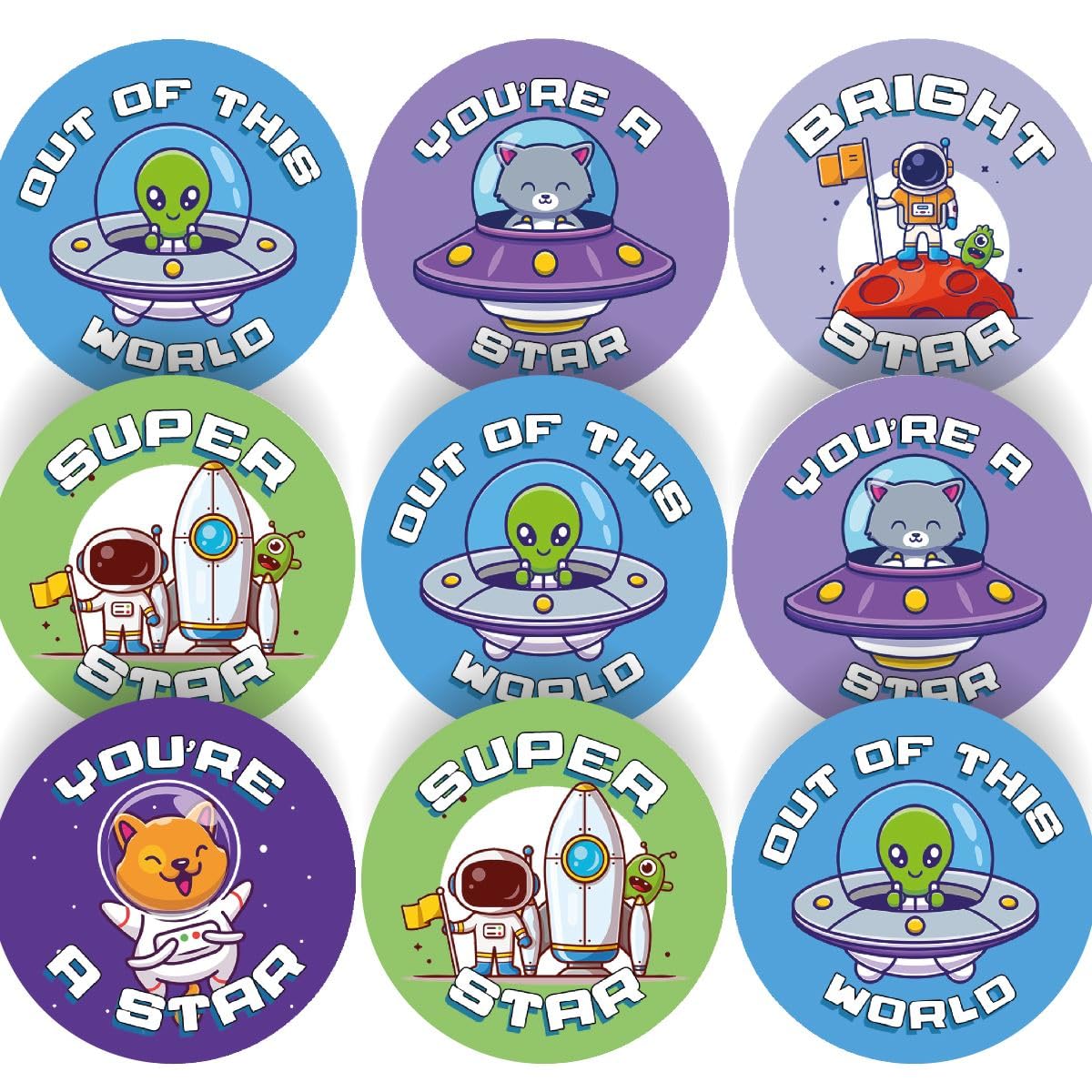 Sticker Stocker 144 Outta Space - Themed Reward Stickers For Teachers Or Parents - Size 30Mm