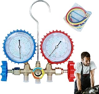 Luckxing Juego de manómetros de distribución, manómetro de distribución, distribuidor de carga CA, manguera de llenado de refrigerante para coche, medidores para sistemas de aire acondicionado