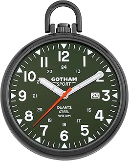 Gotham Men's Sport Series Gunmetal Stainless Steel Analog Quartz Date Pocket Watch # GWC14109BG