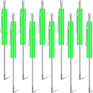 10 Pieces Pocket Screwdriver with Schrader Removal Tools, Mini Screwdriver Set Screwdriver Small Dual-use Screwdriver Kit with Clip for Mechanics Electricians Electronic Technicians Assemblers (Green)