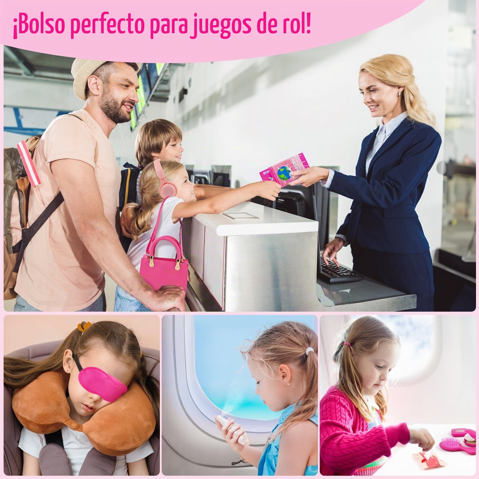 Bolso para niña con Maquillaje Juguete y Accesorios, 49 Piezas Maquillaje Falso, Bolsita,Teléfono, Llaves, Juguete de Princesa, Regalos de cumpleaños y Navidad para Niñas de 3 4 5 6 7 8 9 10 años