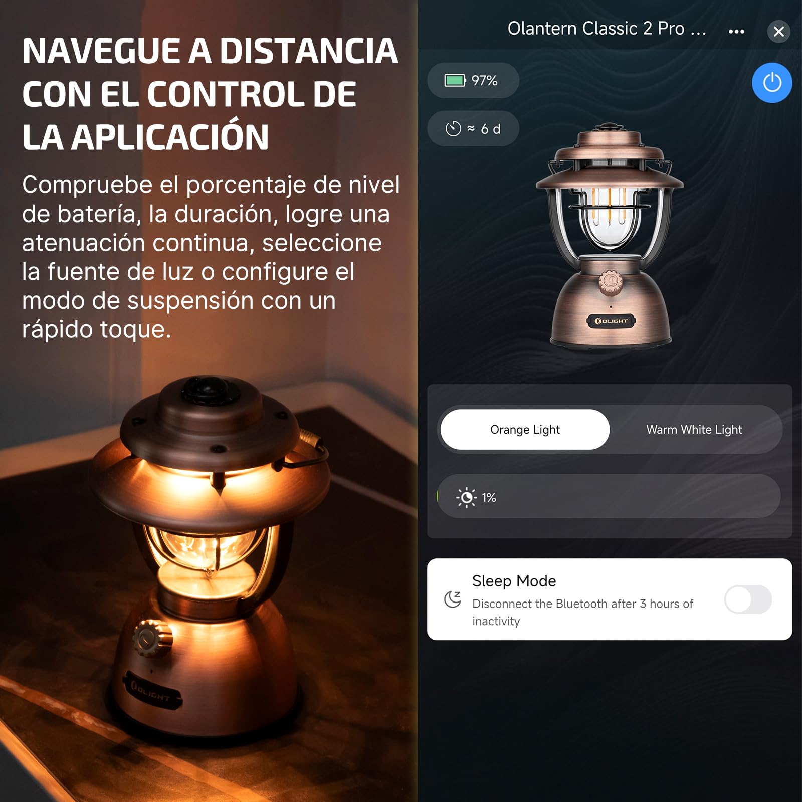 OLIGHT Olantern Classic 2 pro Smart Linterna Camping Recargable 300LM con Recargable por USB Impermeable IPX5 Lámpara de Emergencia 2 Modos de Iluminacion Farol para Trabajar y para Exteriores Camping