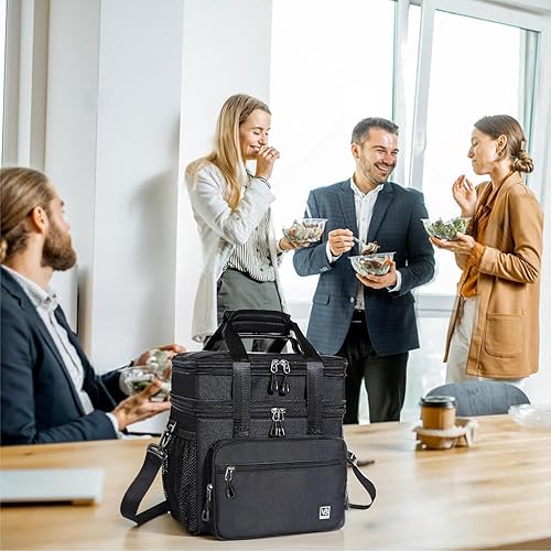 Miniatura 7 de Lonchera térmica grande para hombres y mujeres, con doble cubierta expandible, a prueba de fugas, con correa ajustable para el hombro, múltiples