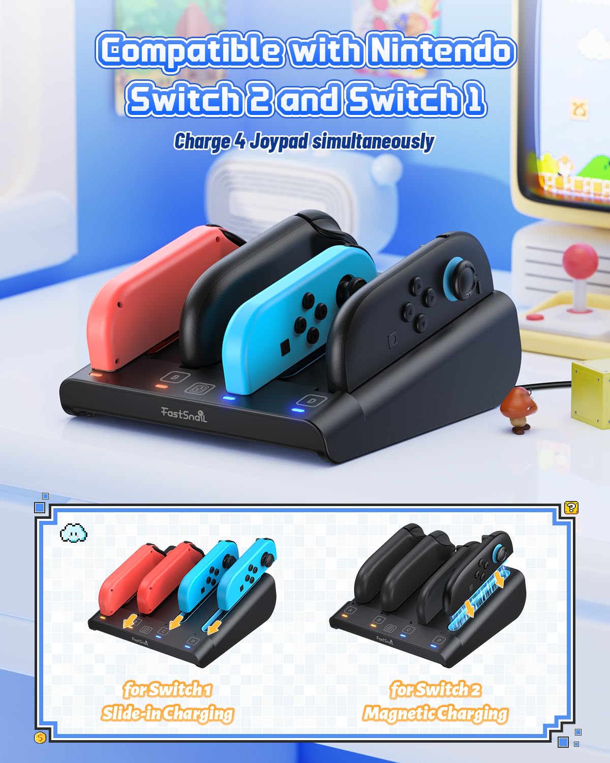 Amazon.co.jp: FASTSNAIL Switch コントローラー充電器 Nintendo