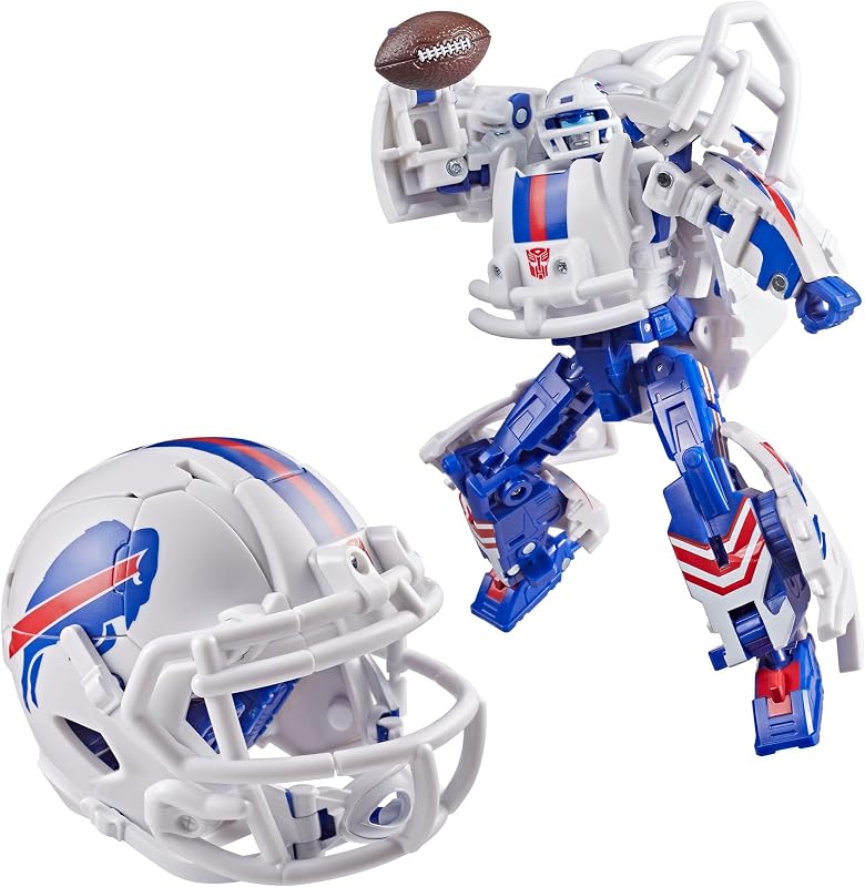 Transformers NFL Buffalo Bills Blizz-Herd, figura de acción de robot de 5,5 pulgadas que cambia a casco, juguetes de fútbol coleccionables, 8+