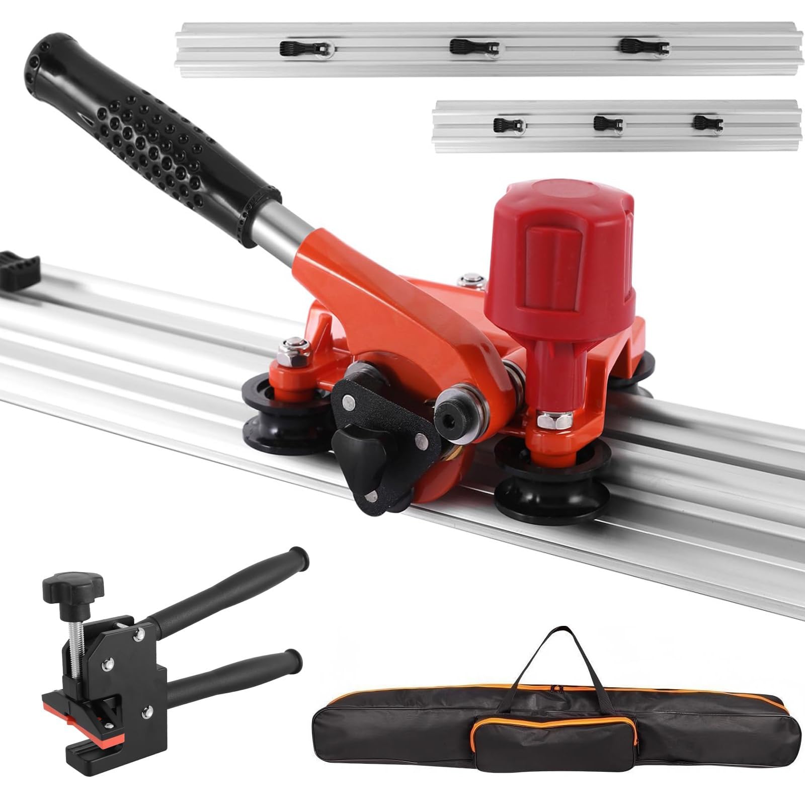 Large Format Tile Cutter, Heavy-Duty Double Rail Cutting Tool with Pliers and Locators, 3-Head Scoring Wheel System for Porcelain and Granite