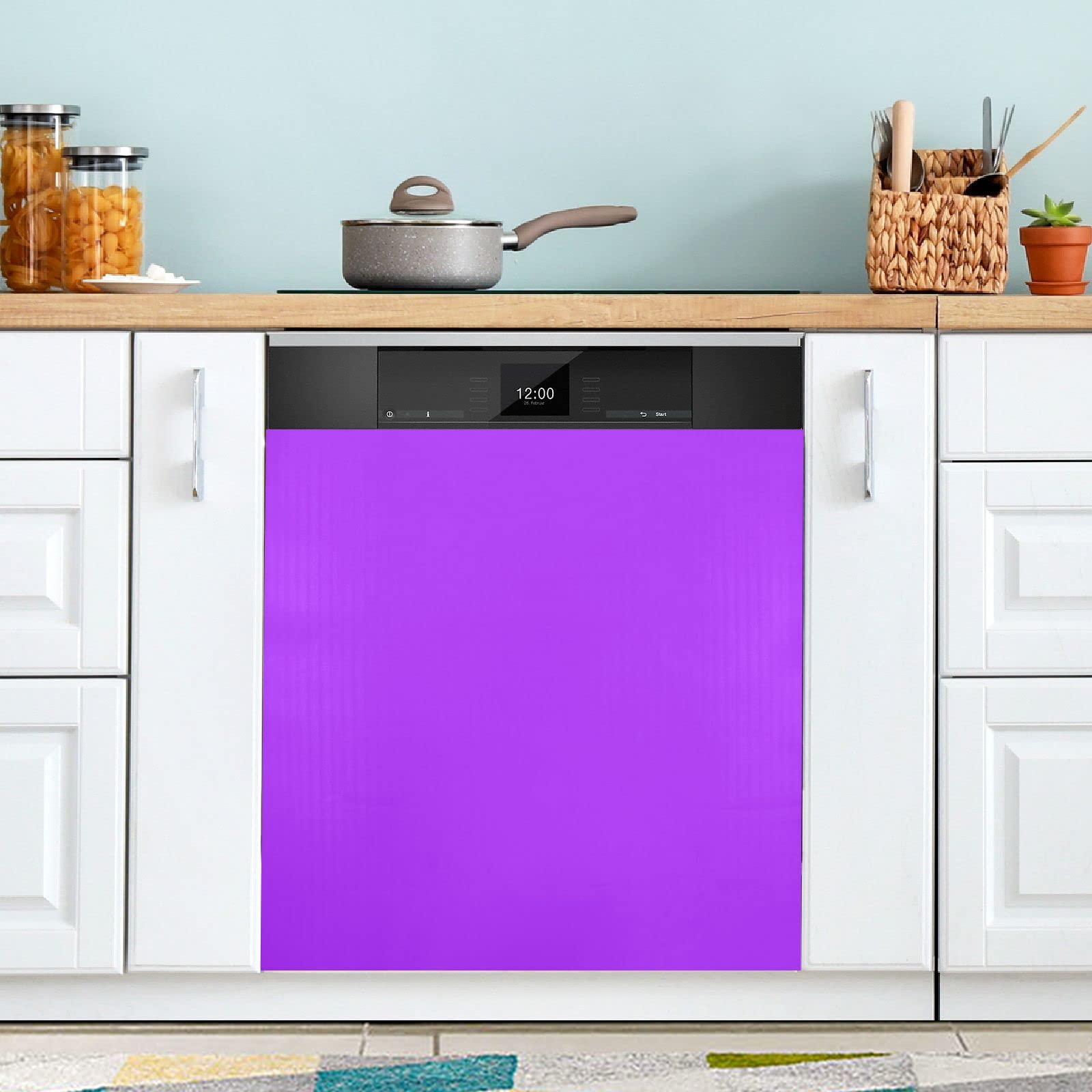 Panneau de lave-vaisselle magnétique violet et sticker pour réfrigérateur
