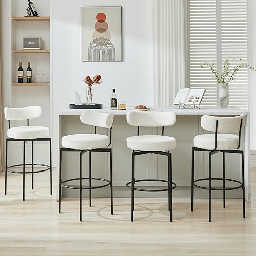 Miniatura 9 de AODAILIHB Juego de 2 taburetes de bar giratorios con respaldo y patas de metal, sillas de isla altas con reposapiés, silla alta de bar de cocina de