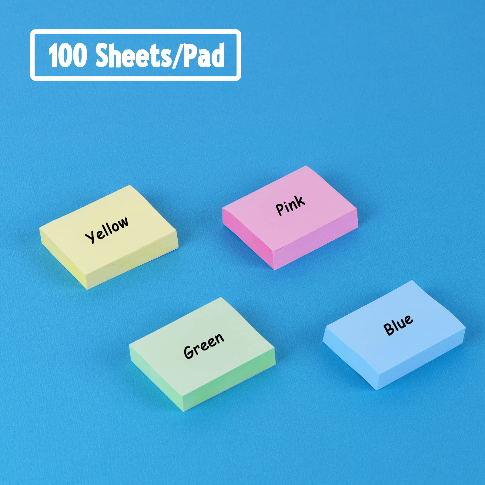 Umikk Mini-Haftnotizen, 3,8 x 5,1 cm, 5000 Blatt, kleine Haftnotizen, 4 Farben, einfach zu verschicken, für Büro, Schule, Zuhause, 50 Stück