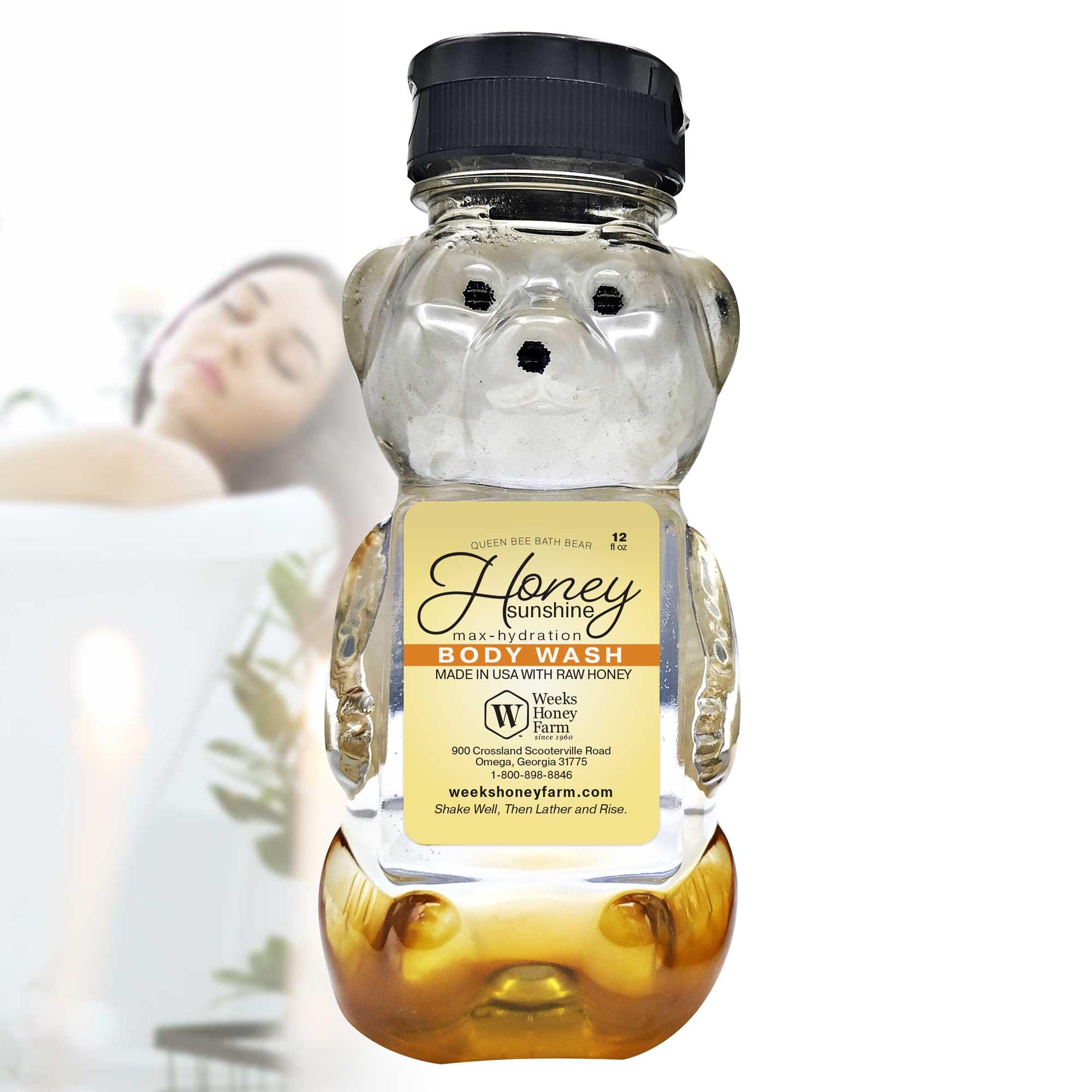 weeks honey farm Honey Bodywash - Queen Bee Bath Bear; 12oz (12 Ounce, Honey Sunshine)
