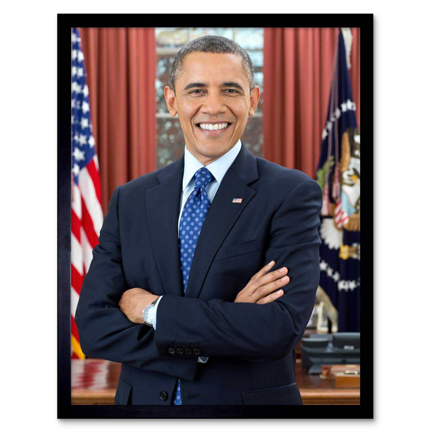 Artery8 Souza Portrait US President Barack Obama Photo Art Print Framed Poster Wall Decor 12x16 inch