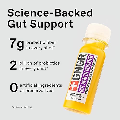 Miniatura 2 de +GNGR Potenciador de salud intestinal, prebiótico y probiótico para mujeres y hombres, salud digestiva, apoyo inmunológico, inyección de jengibre