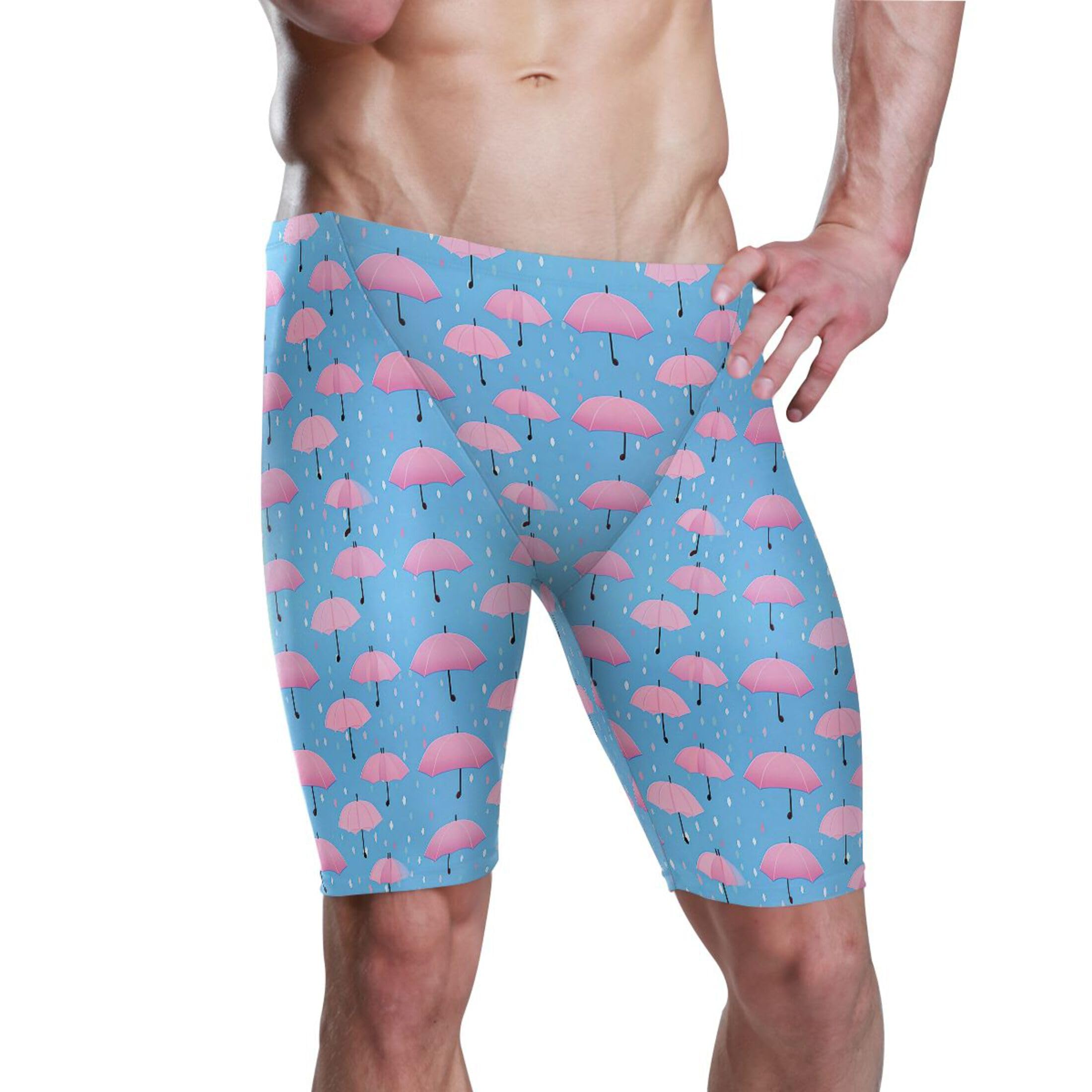 Umbrella Pink Men's Swim Jammers Racing & Training Swimsuit Fast, Flexible,Comfortable XXXL B0402437