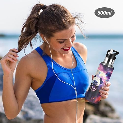 Vista 167 de Botella de agua amarilla para niños y niños, con aislamiento de acero inoxidable, para agua fría y caliente, con tapa con pajilla, para deportes