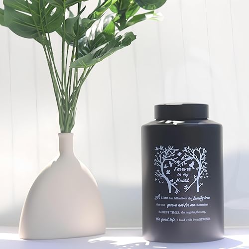 Miniatura 5 de Urna grande de 9 pulgadas para cenizas humanas, urna de cremación negra de acero inoxidable, urna para adultos, urna de recuerdo, contenedor de