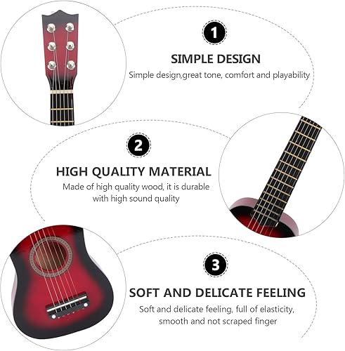 Miniatura 9 de Toddmomy Guitarra acústica portátil de 21 pulgadas, guitarra acústica clásica, guitarra de madera portátil de tamaño pequeño para niños,