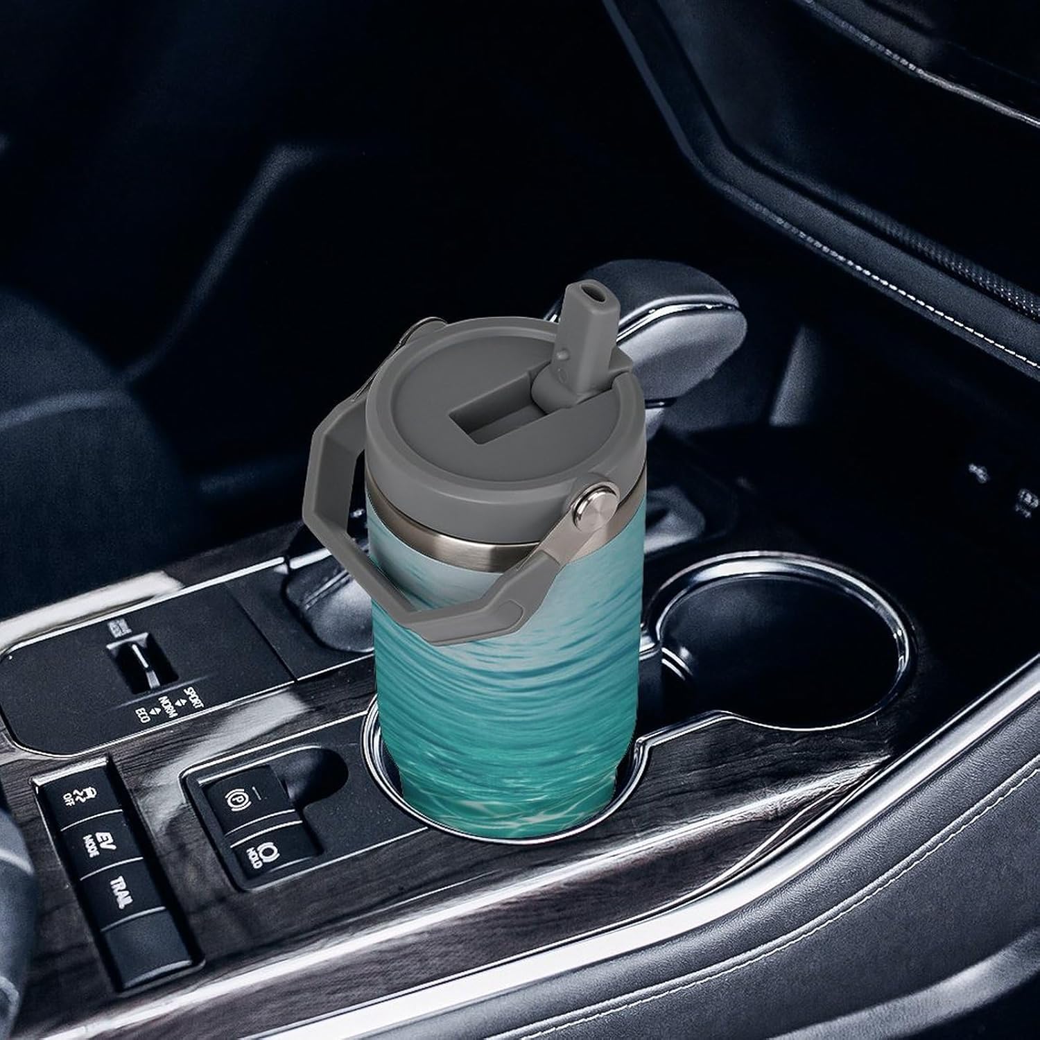 Blue Aqua Pool Water Water Bottle 30 Oz Fits Car Cup Holder,Insulated Coffee Mug Large Capacity Car Cups,Stainless Steel Double Wall Sport Bottle for Travel Sports Gym