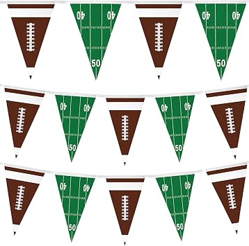 Bashout 100 feet Football Pennant Banner Flags, Multi Color, Football Parties Decoration, Tailgate Party Supplies, Game and Birthday