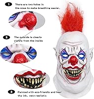 Vista 2 de Máscara de payaso de Halloween, máscara de payaso, máscara de payaso asesino de terror, máscara de payaso asesino de terror, disfraz de Halloween
