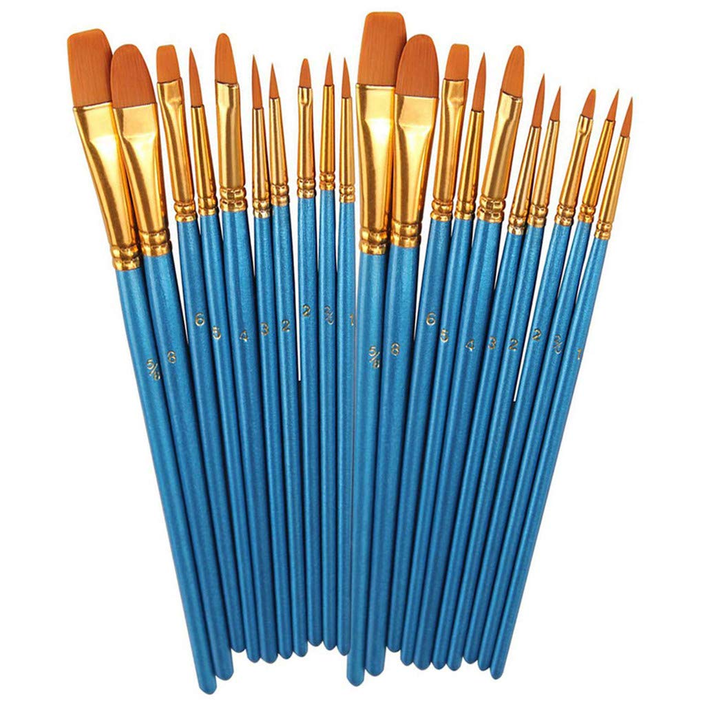 Sufeng Acrylic Paint Brush Set 2Packs/20 Pcs Nylon Hair Brushes For All