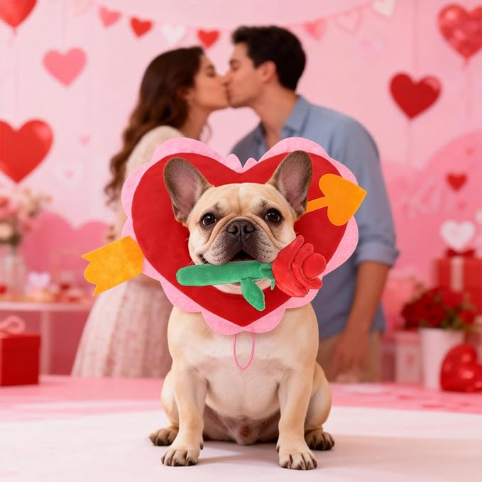 Disfraz para Perro EXPAWLORER San Valentín con Diadema de Corazón y Juguete Rosa miniatura 8