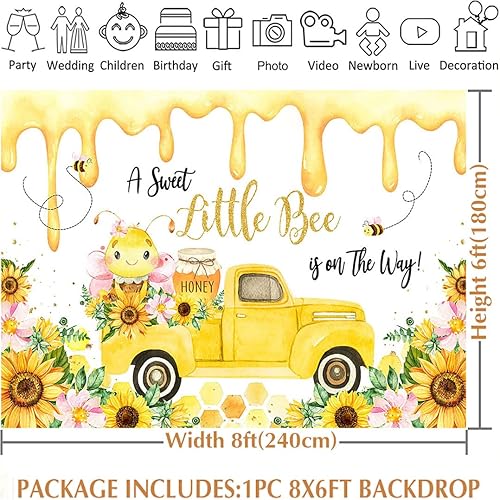 Miniatura 10 de Avezano Fondo de baby shower con diseño de abeja dulce para niñas, diseño de abeja, baby shower, girasol, flor dulce como puede abeja, decoración de