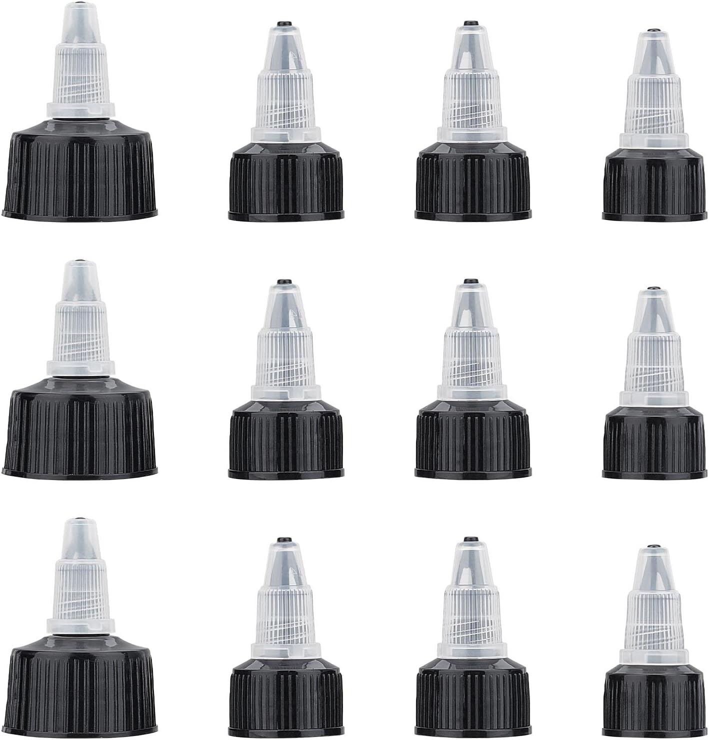 GORGECRAFT Lot De 48 Bouchons De Distribution à Rabat - 4 Tailles Blanc Et Noir - Bouchons Réutilisables Anti-Fuite Pour Bouteilles De Shampoing