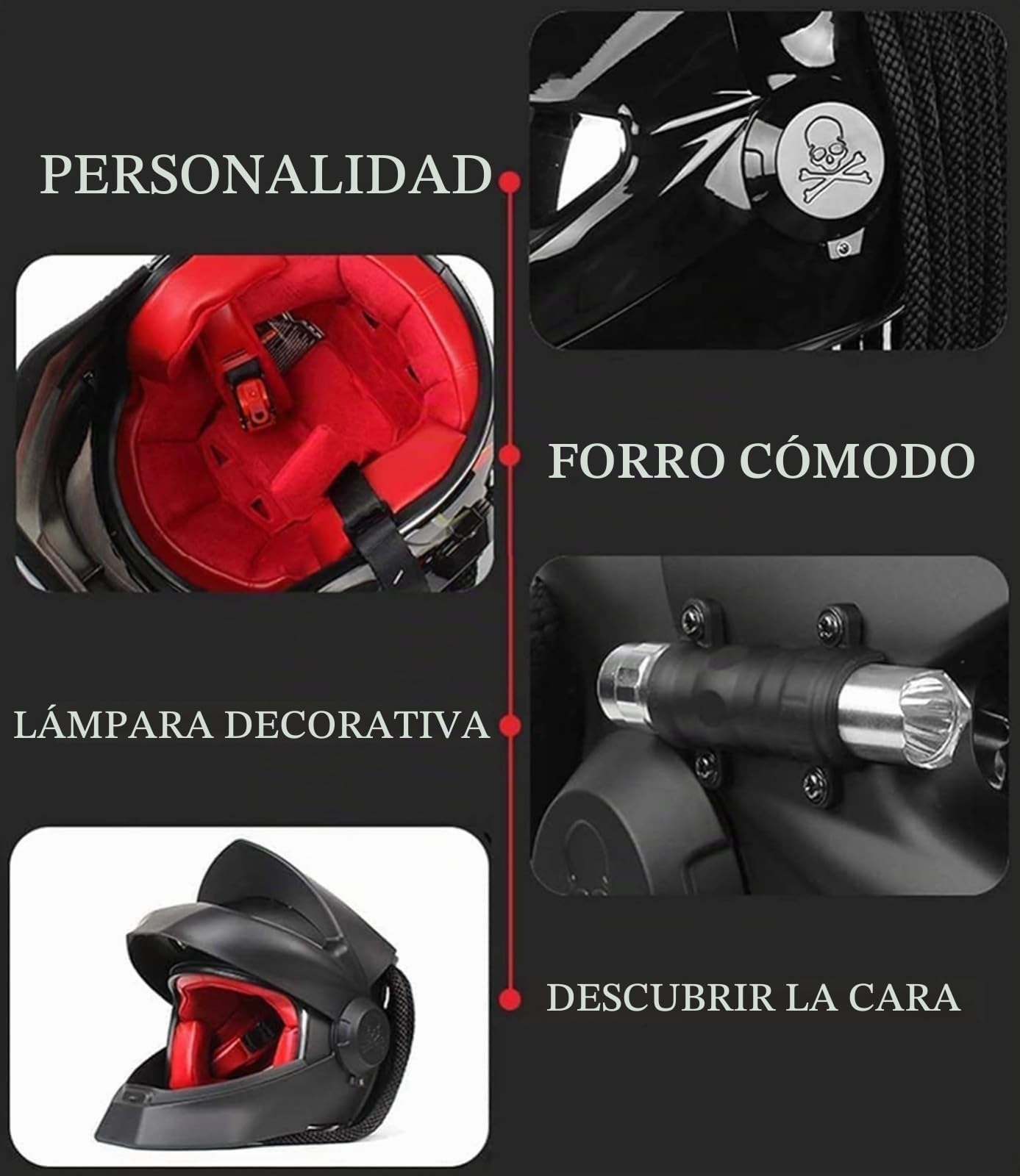 Casco Integral Motocicleta Visera Frontal Abatible Trenzas Y Luces De Advertencia Aprobado por ECE Casco Integrado Moto Personalizado Adultos Carrera Ciclomotore