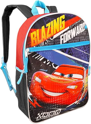 Miniatura 2 de Disney Cars Mochila y lonchera - Juego escolar para niños  Deluxe 16 pulgadas Disney Cars School Bag con lonchera aislada, botella de agua,