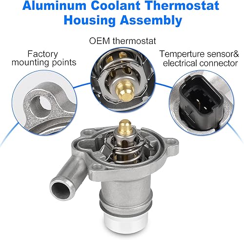 Miniatura 3 de Conjunto de carcasa de termostato de refrigerante de motor de aluminio compatible con Chevy Cruze 2011-2016 Trax Sonic Buick Encore 2011-2016,