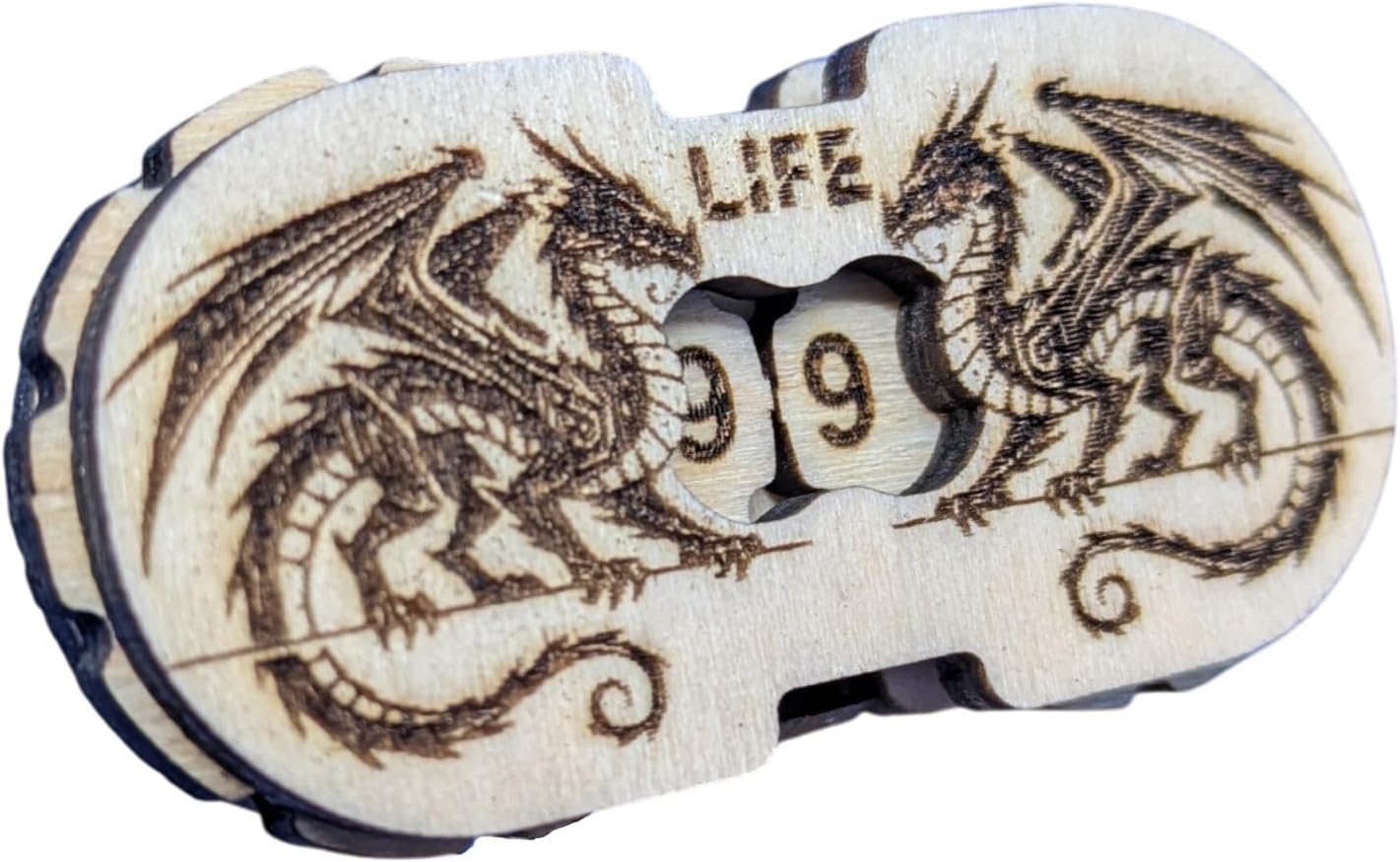 Pack of 2: Compact and Durable JDR Life Counter, Essential Accessory for RPG, Fantasy Universe (Dragon Engraving) with Pouch