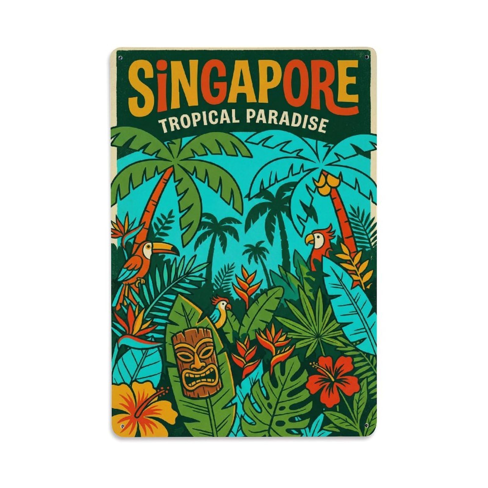 Gead 8X12inch Style Vintage Travel Singapore Tropical Metal Tin Sign