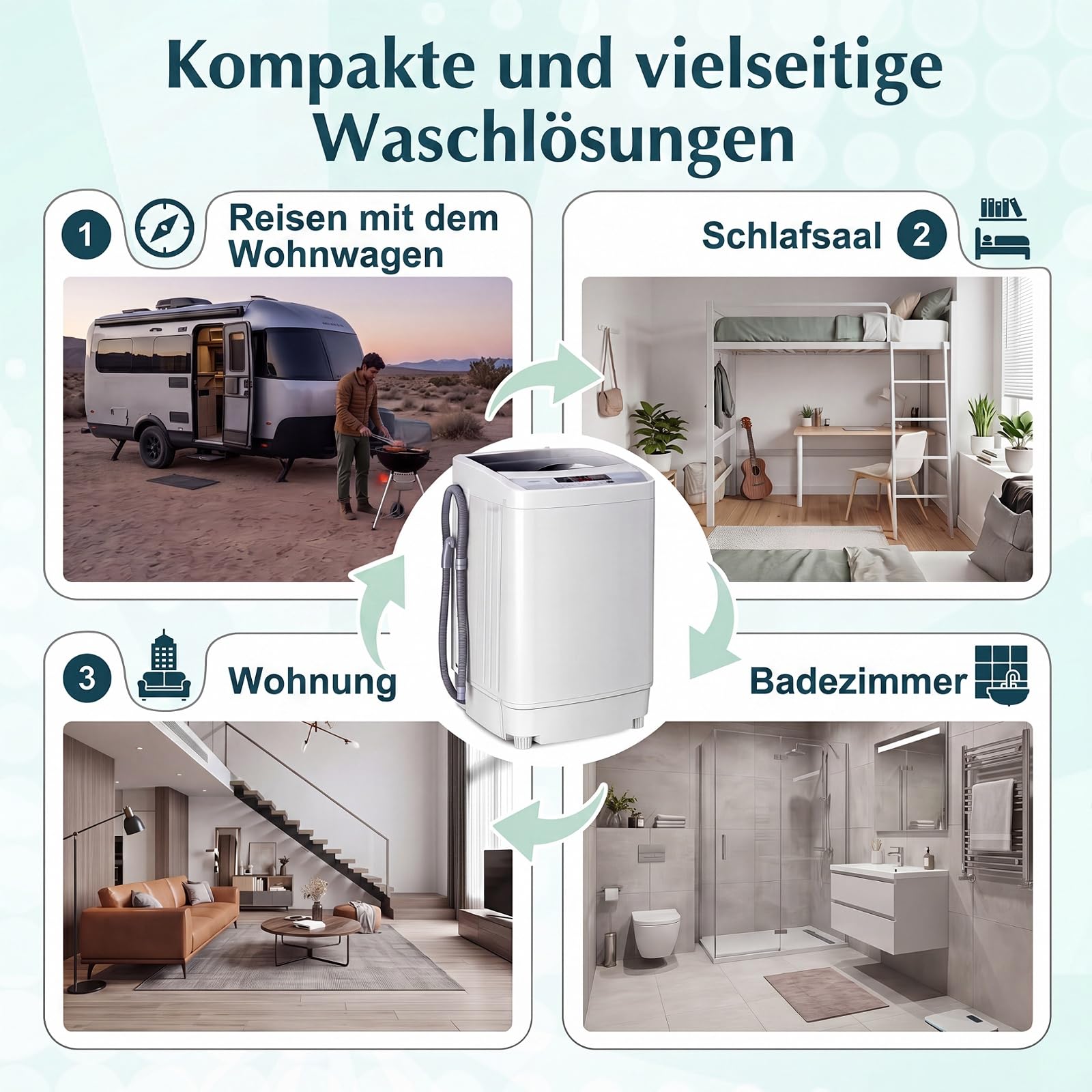 GYMAX Vollautomatische Waschmaschine 4,5 kg, Toplader Waschvollautomat mit Pumpe, Schleuder & 10 Programmen, mini Waschmaschine Vollautomat für Wohnung, Apartment & Wohnmobile