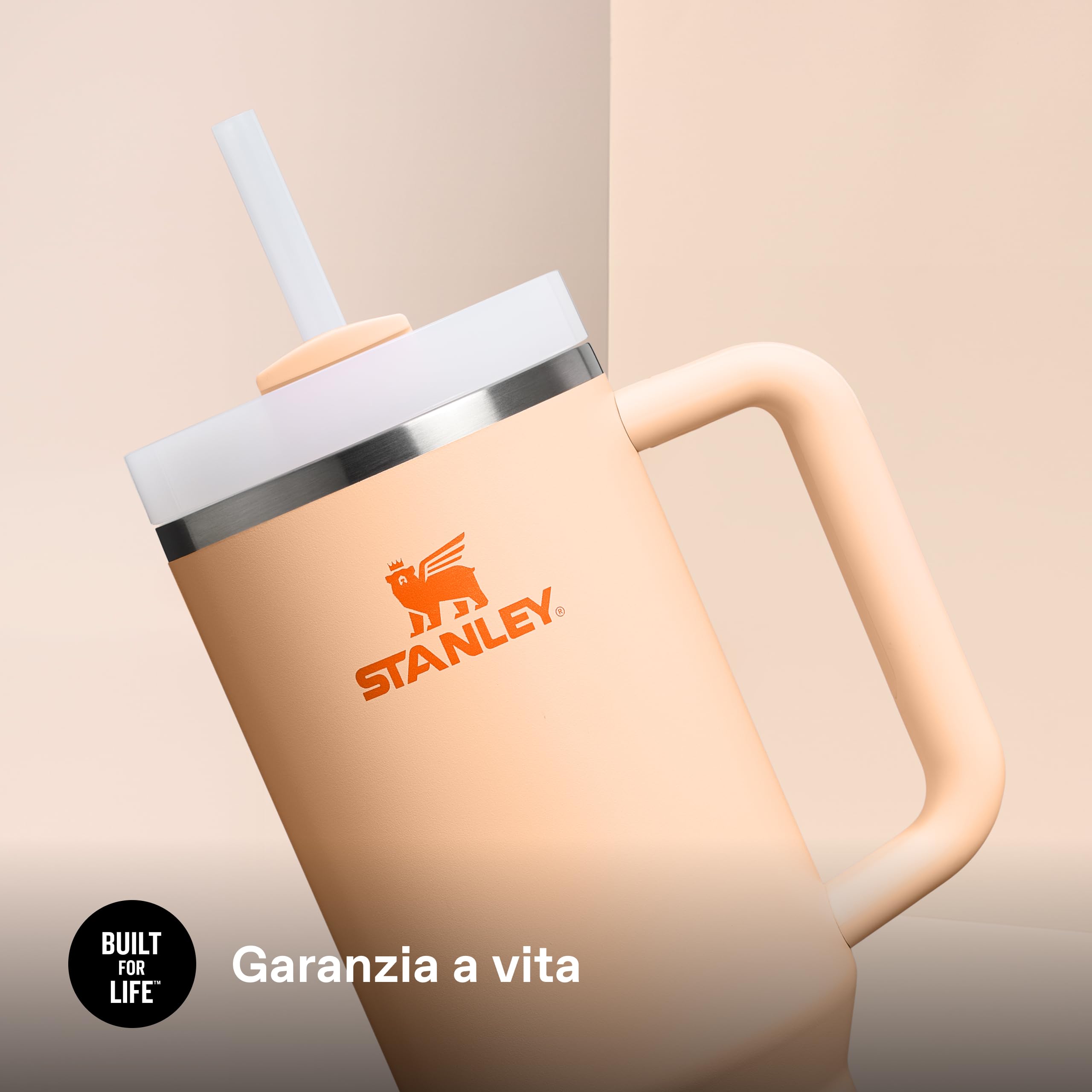 STANLEY 1913 Quencher H2.0 Flowstate Borraccia Con Cannuccia 1.2L - Freddo Per 11 Ore - Con Ghiaccio Per 48 Ore - Senza BPA - Tazza Termica Con Manico - Orange Sherbet