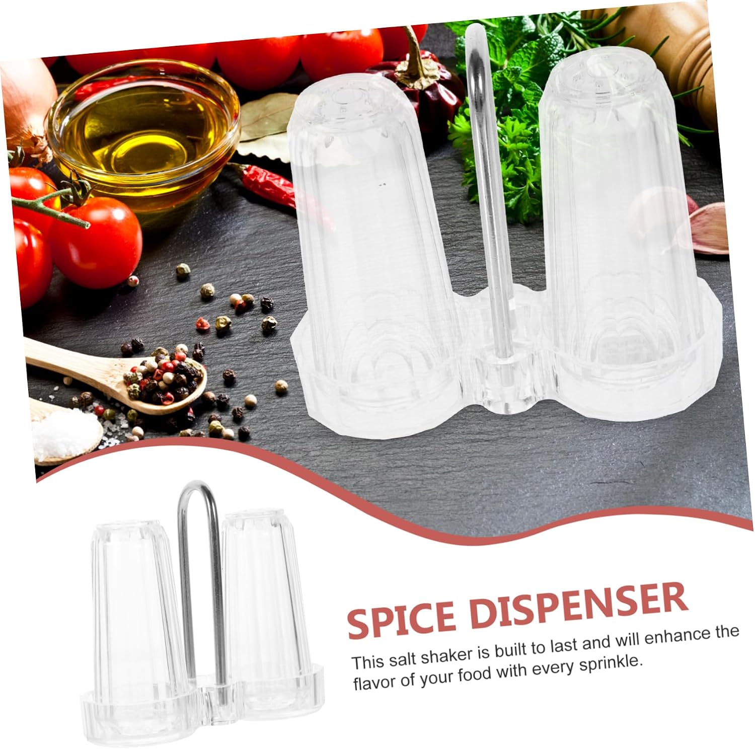 1set Acrylic Lidded Spice Dispenser with Holder Versatile Pepper and Sugar Shaker for Kitchen Bbq and Outdoor Use Easy to Clean Design Keeps Spices Dry