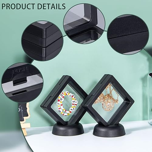 Miniatura 5 de Uceoo - Marco flotante 3D negro, paquete de 10 unidades de 2.75 x 2.75 x 0.8 pulgadas2.756 x 2.756 x 0.787 in, exhibición flotante con 10 bases para